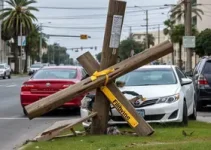 poste cai sobre carros no Centro de São Luís
