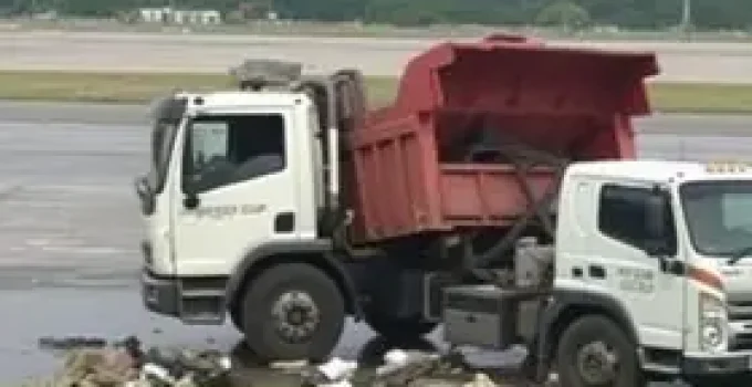 acidente caçamba entulho São Luís