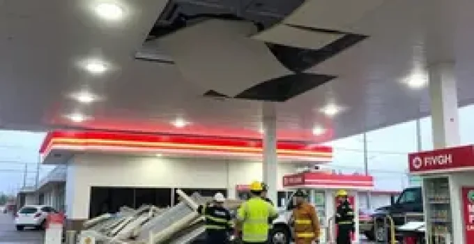 queda de teto de posto de gasolina no MA